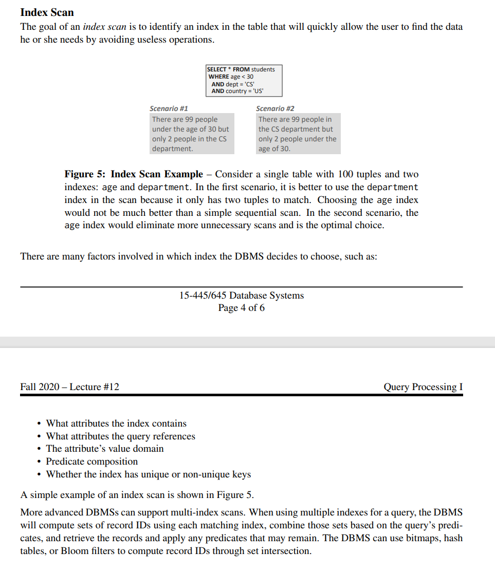 Cmu Lecture Query Execution