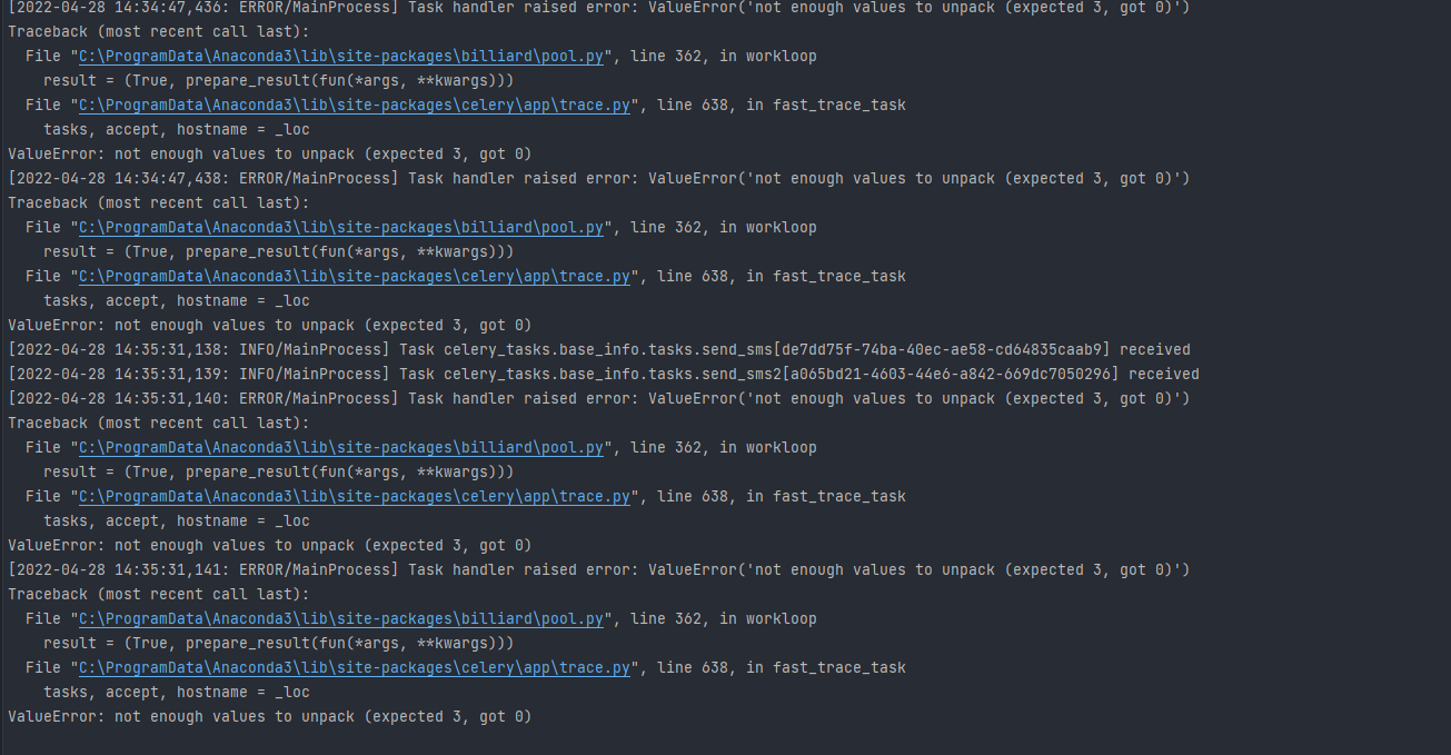 Celery Valueerror Not Enough Values To Unpack Expected Got