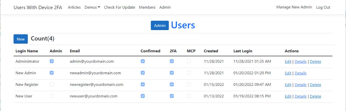 Administrator AppUser List.