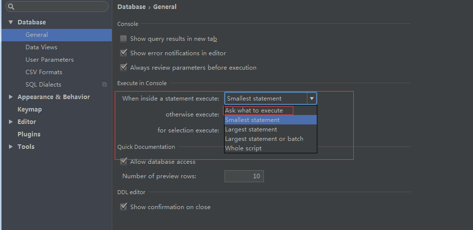 datagrip query parameters