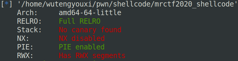 checksec_mrctf2020_shellcode