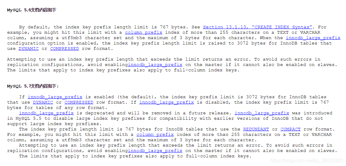 mysql 索引过长1071-max key length is 767 byte - MR__Wang - 博客园