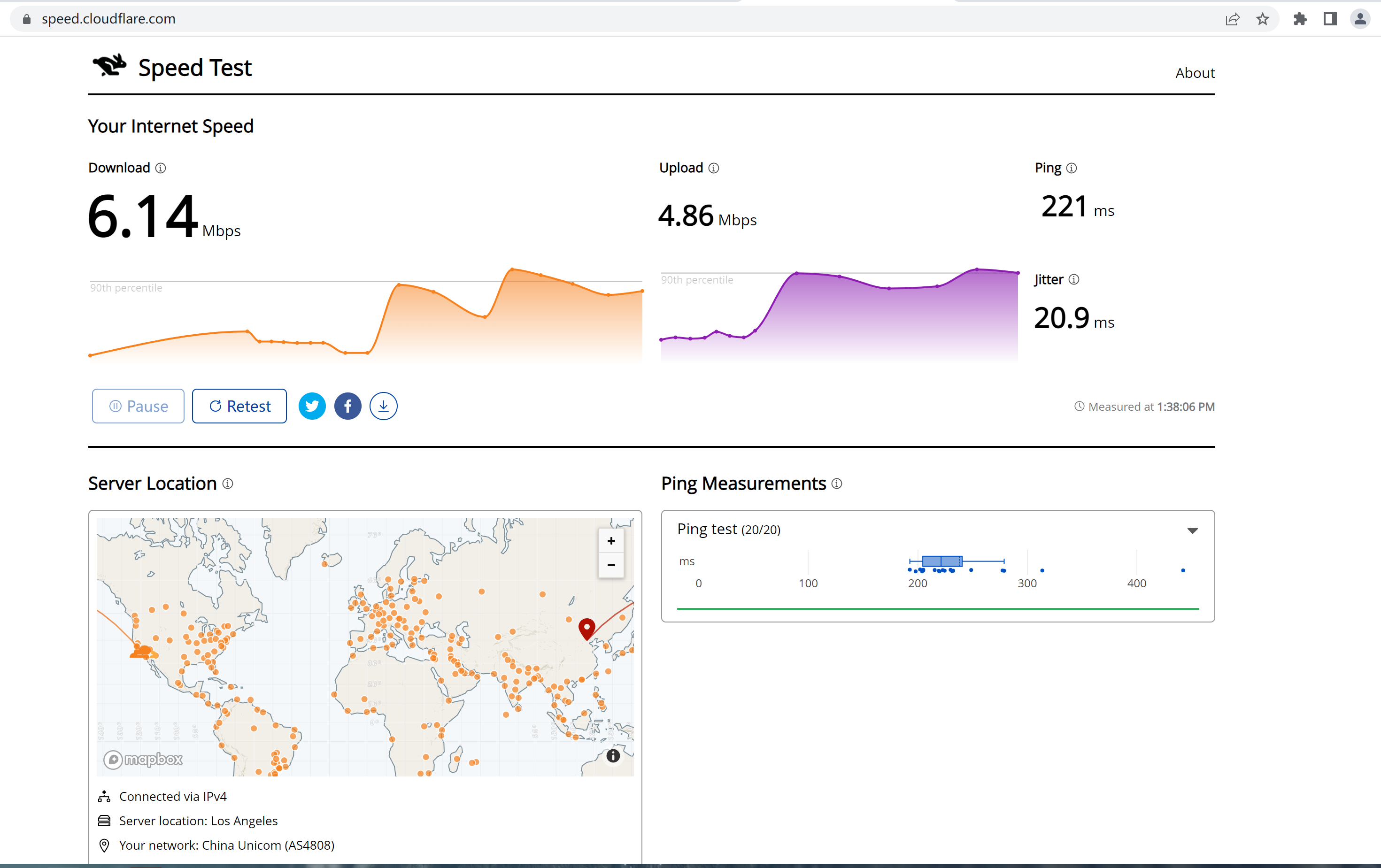 Cloudflare Speed 测试网络带宽 下载速度 网络延迟 Huluo 博客园