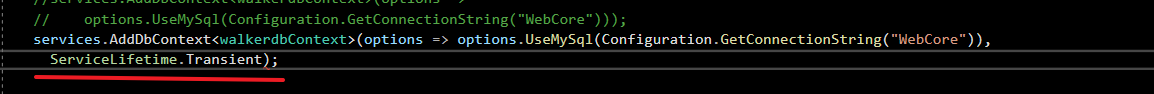 ef core An attempt was made to use the context while it is being configured.