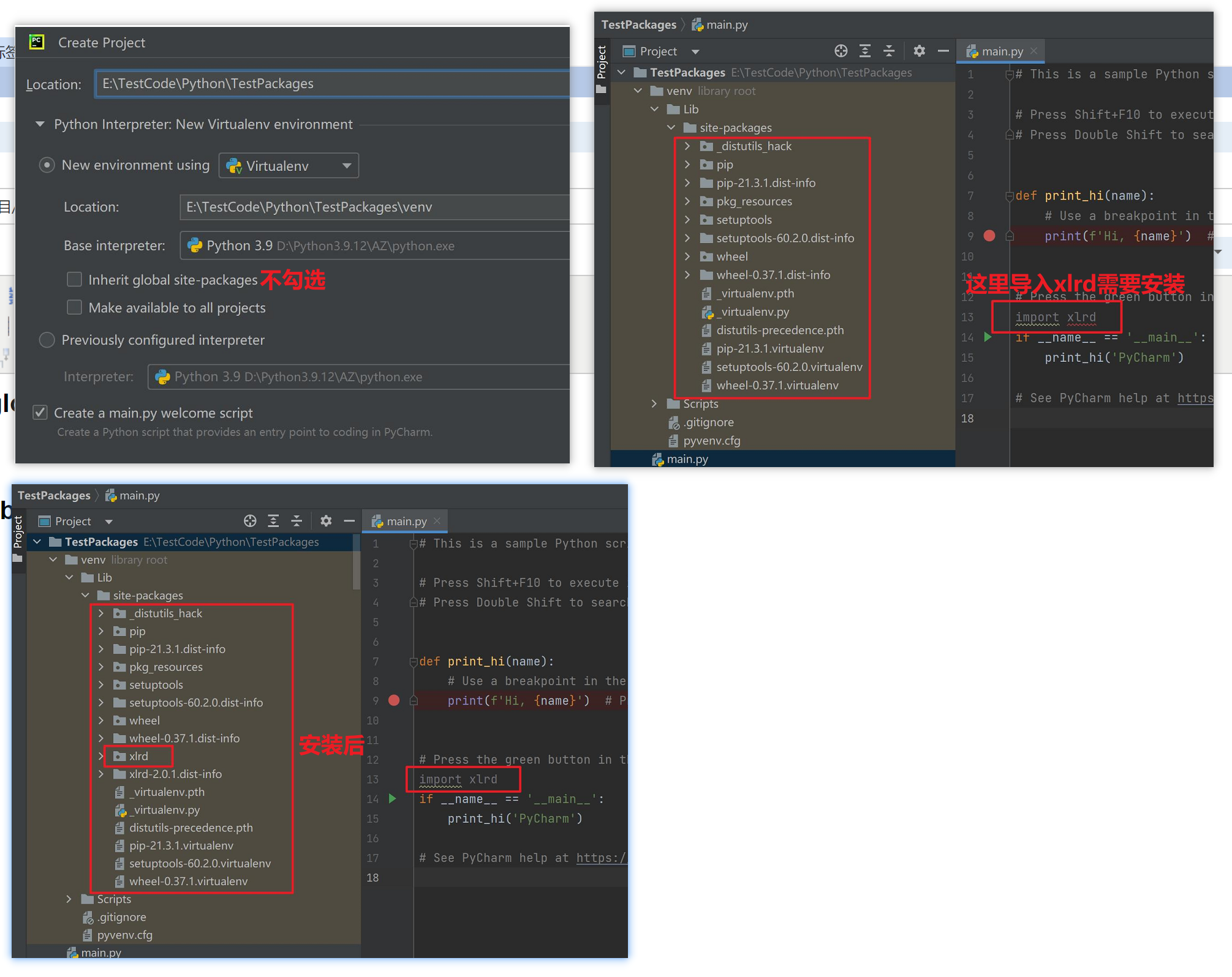 python-pycharm-new-environment-using-inherit-global