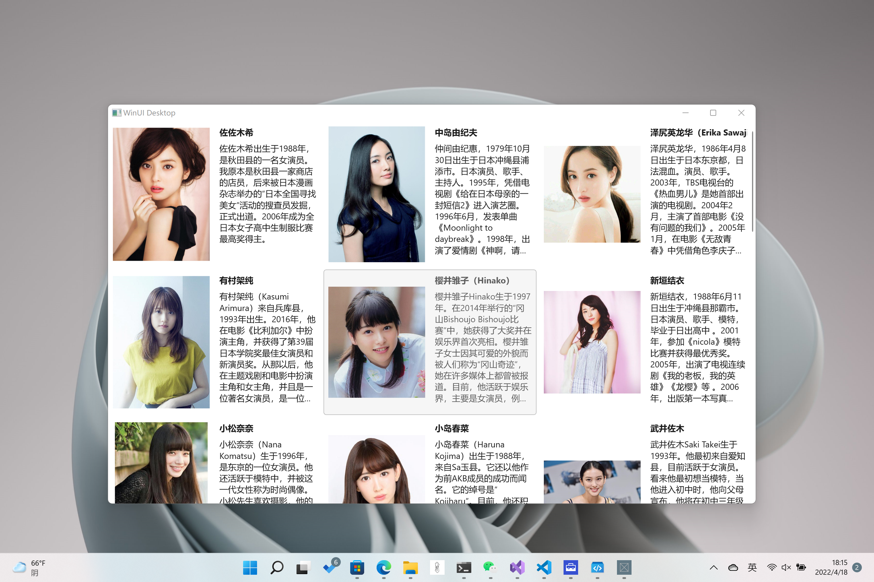 WinUI（WindowsAppSDK）使用LiteDB做个女演员图鉴