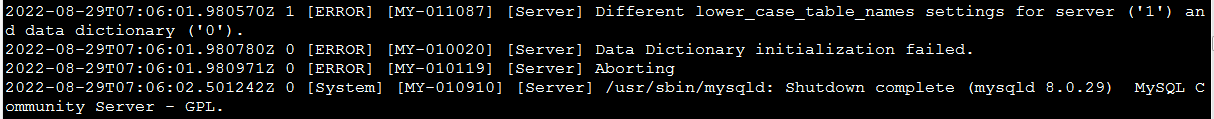  Different Lower case table names Settings For Server 1 And Data 