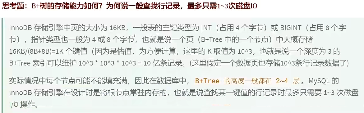 为何说一般查找行记录，最多只需1~3次磁盘IO