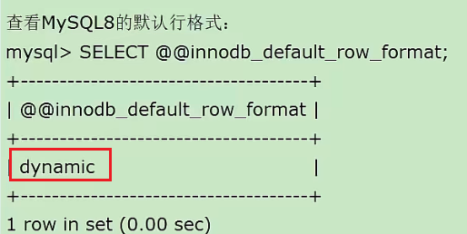 查看默认行格式