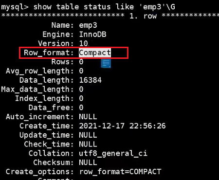 查看具体表使用的行格式