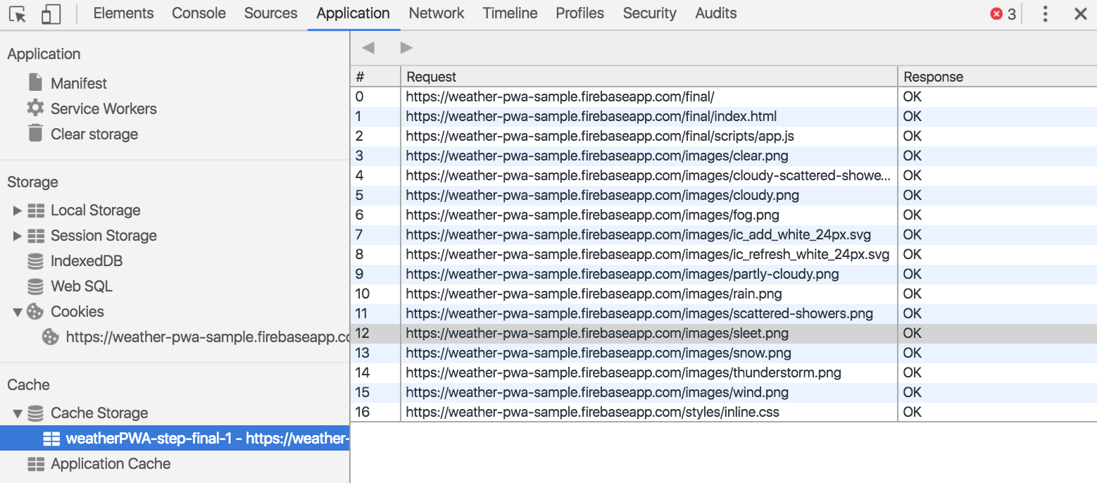 Chrome Devtools 中展示的缓存列表