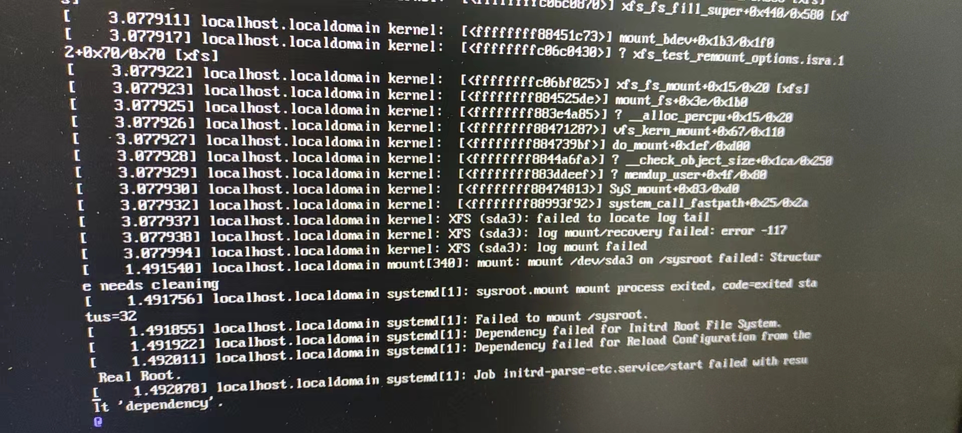 xfs-repair-mount-dev-sda3-on-sysroot-failed-structure-needs-cleaning