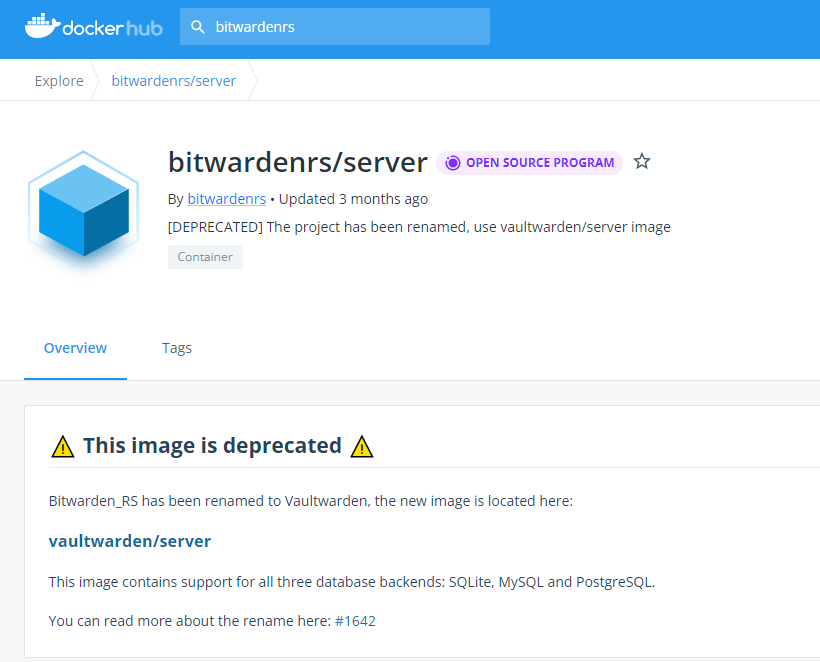 bitwarden_rs docker