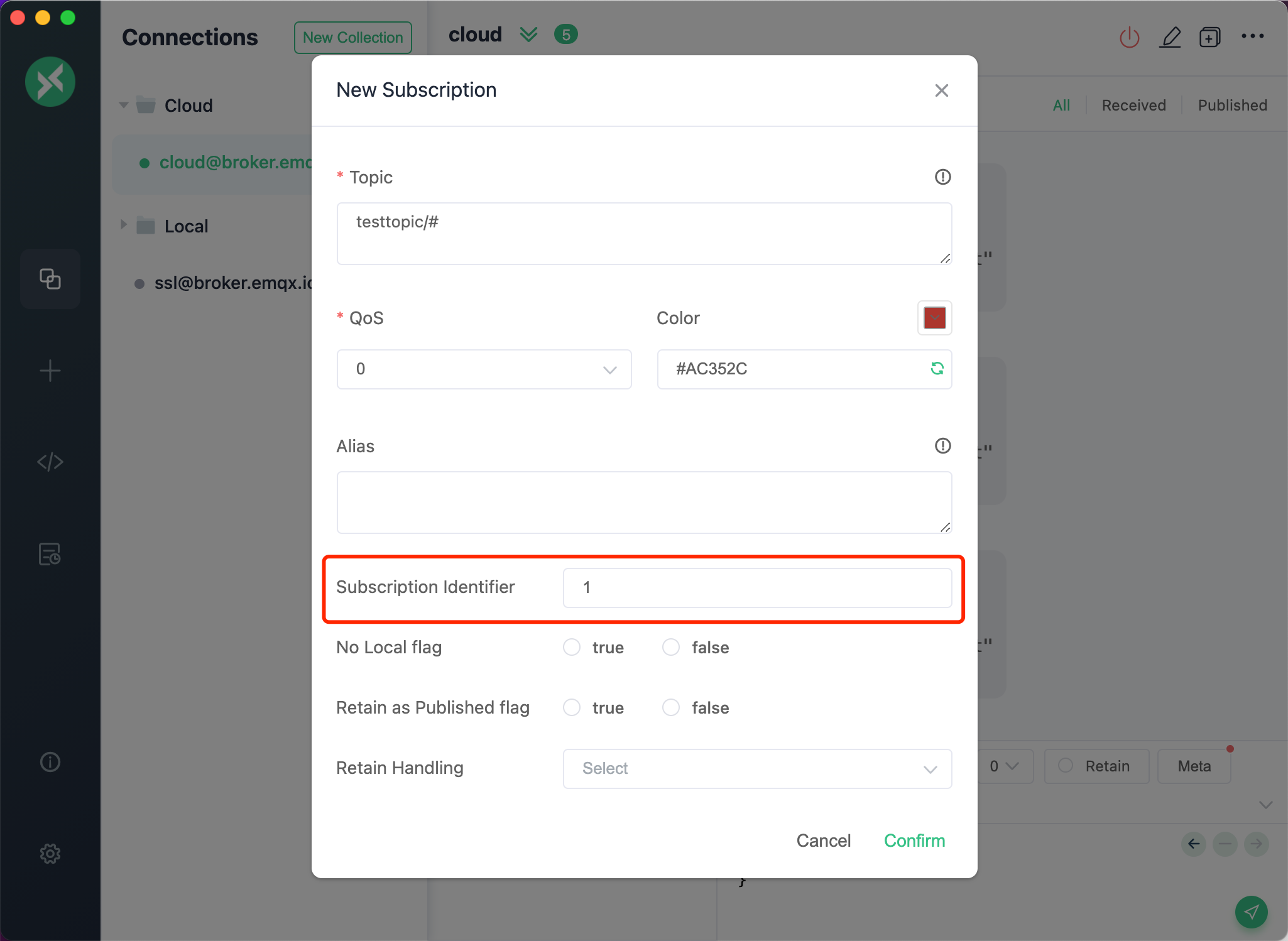 MQTT X 支持 MQTT 5.0 订阅标识符