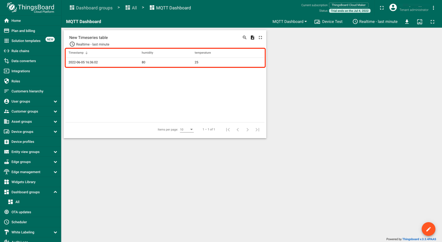 ThingsBoard Timeseries table3