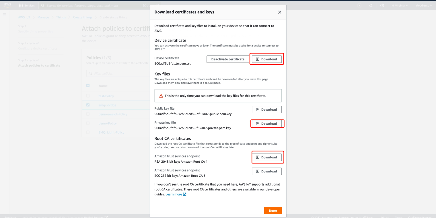AWS IoT 下载证书