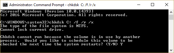 运行检查磁盘 chkdsk C: /f /r /x |  修复 uTorrent 访问被拒绝错误