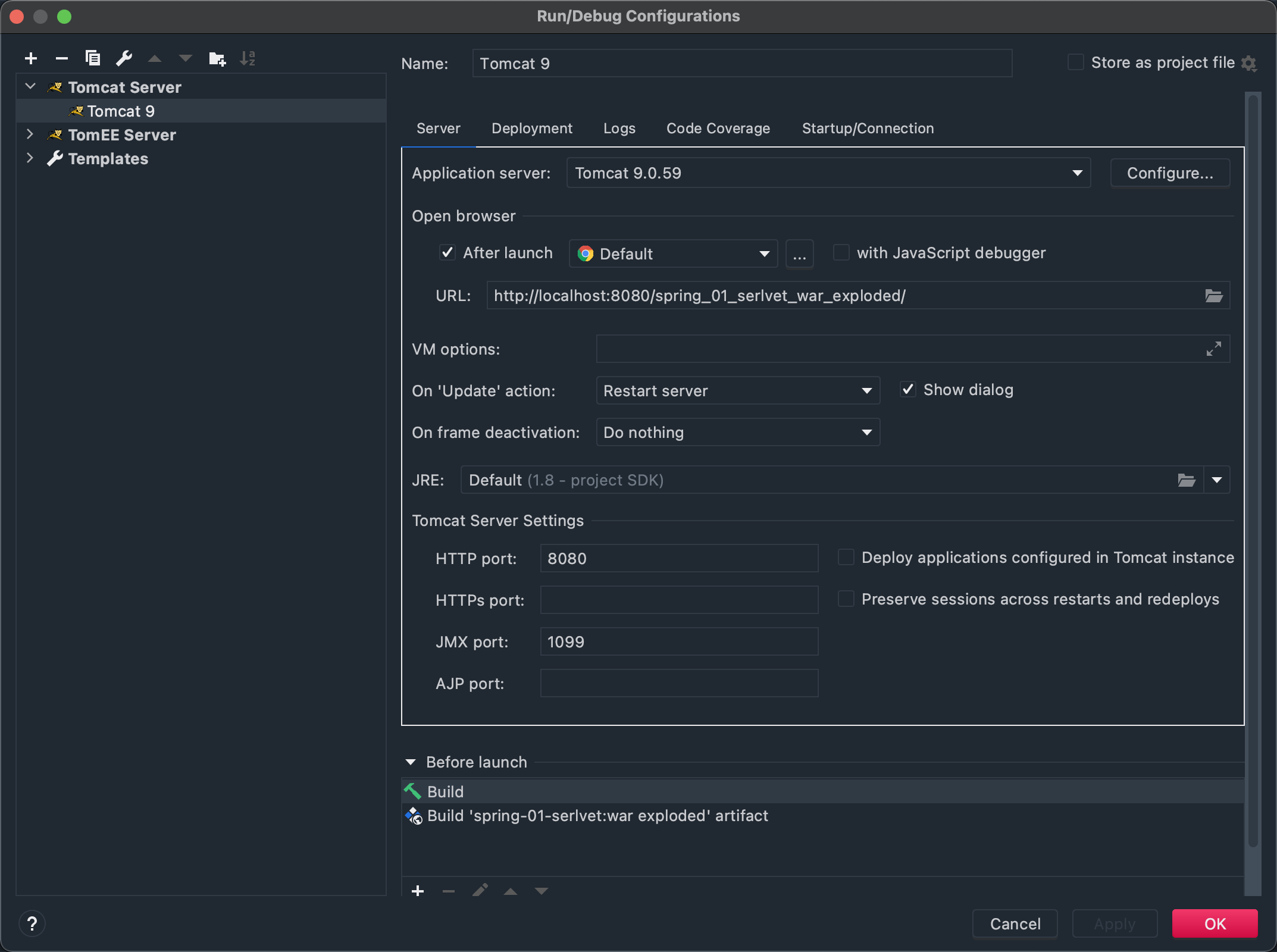 Mac下配置Intellij IDEA ＋ Tomcat9 出现权限问题(error=13