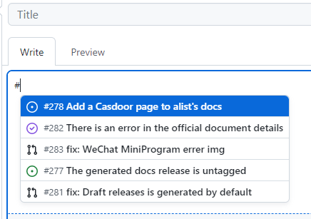 提示的issue和pr列表