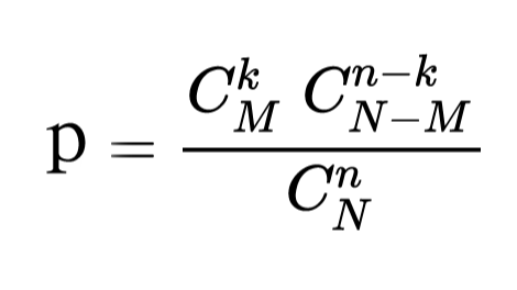 ôⳬηֲʹʽp=C(M,k)C(N-M,n-k)/C(N,n)