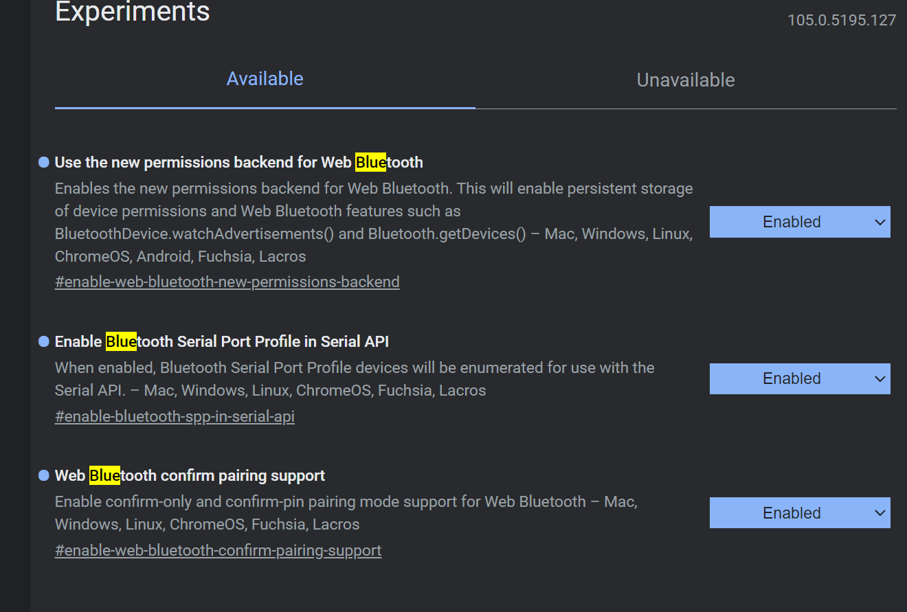 Web Bluetooth API JavaScript Windows 
