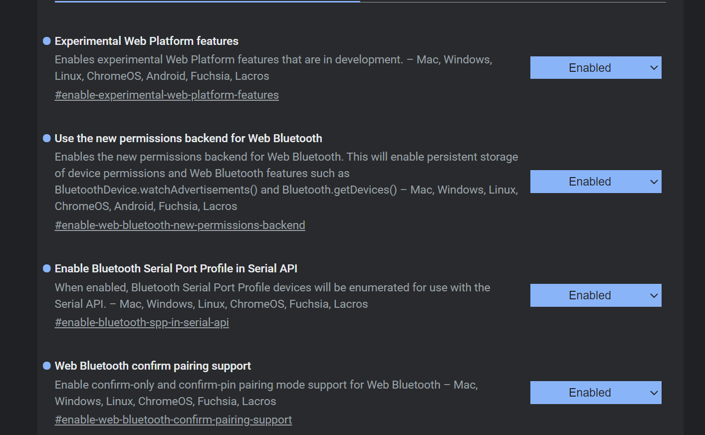 Web Bluetooth API JavaScript Windows 