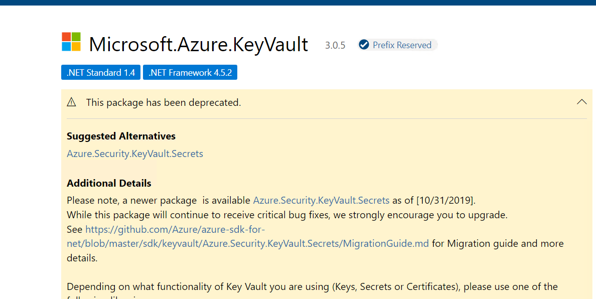 Azure KeyVault（三）通过 Microsoft.Azure.KeyVault 类库在 .NET Core 上获取 Secrets