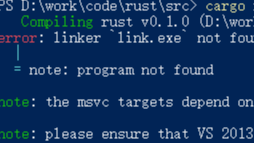 windows下运行rust报错error: linker `link.exe` not found