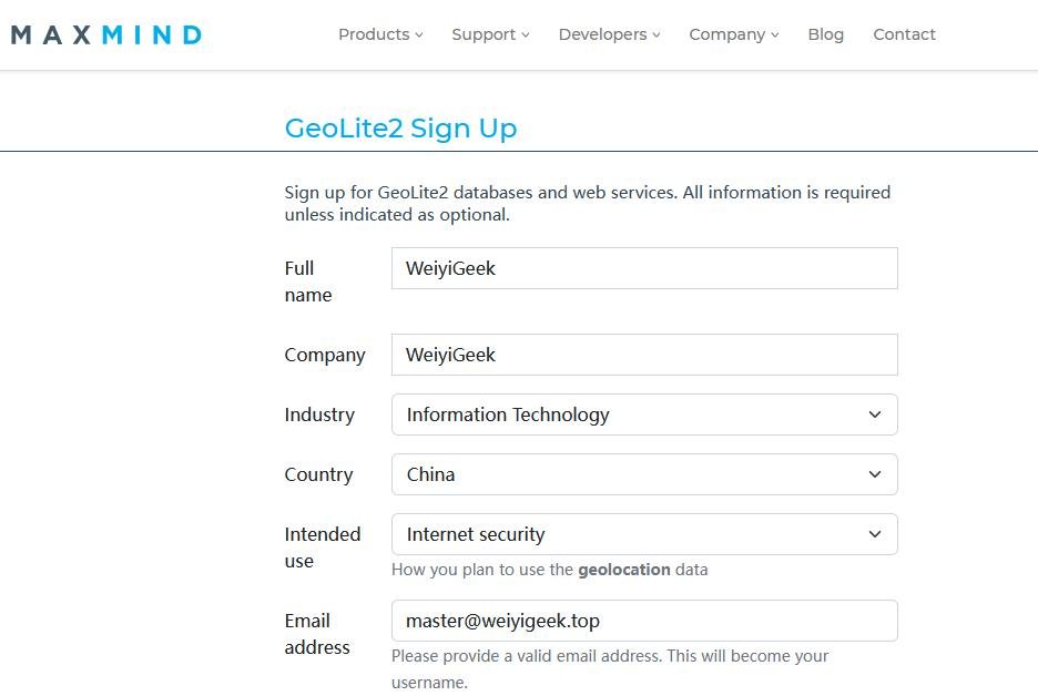WeiyiGeek.maxmind注册