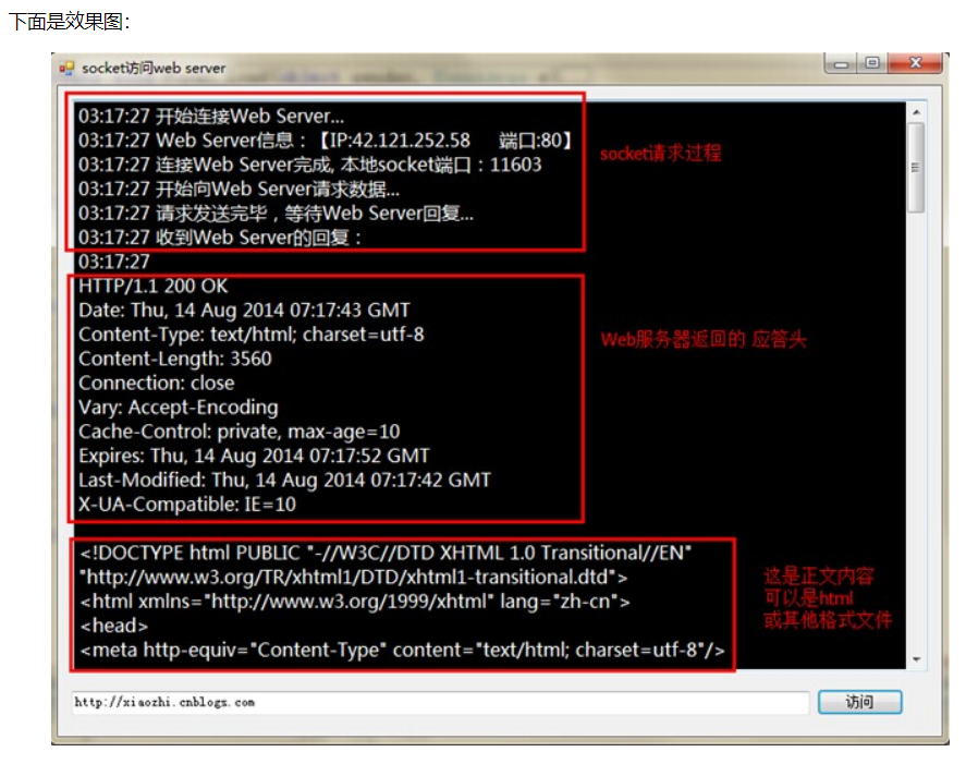 C#中使用Socket请求Web服务器过程