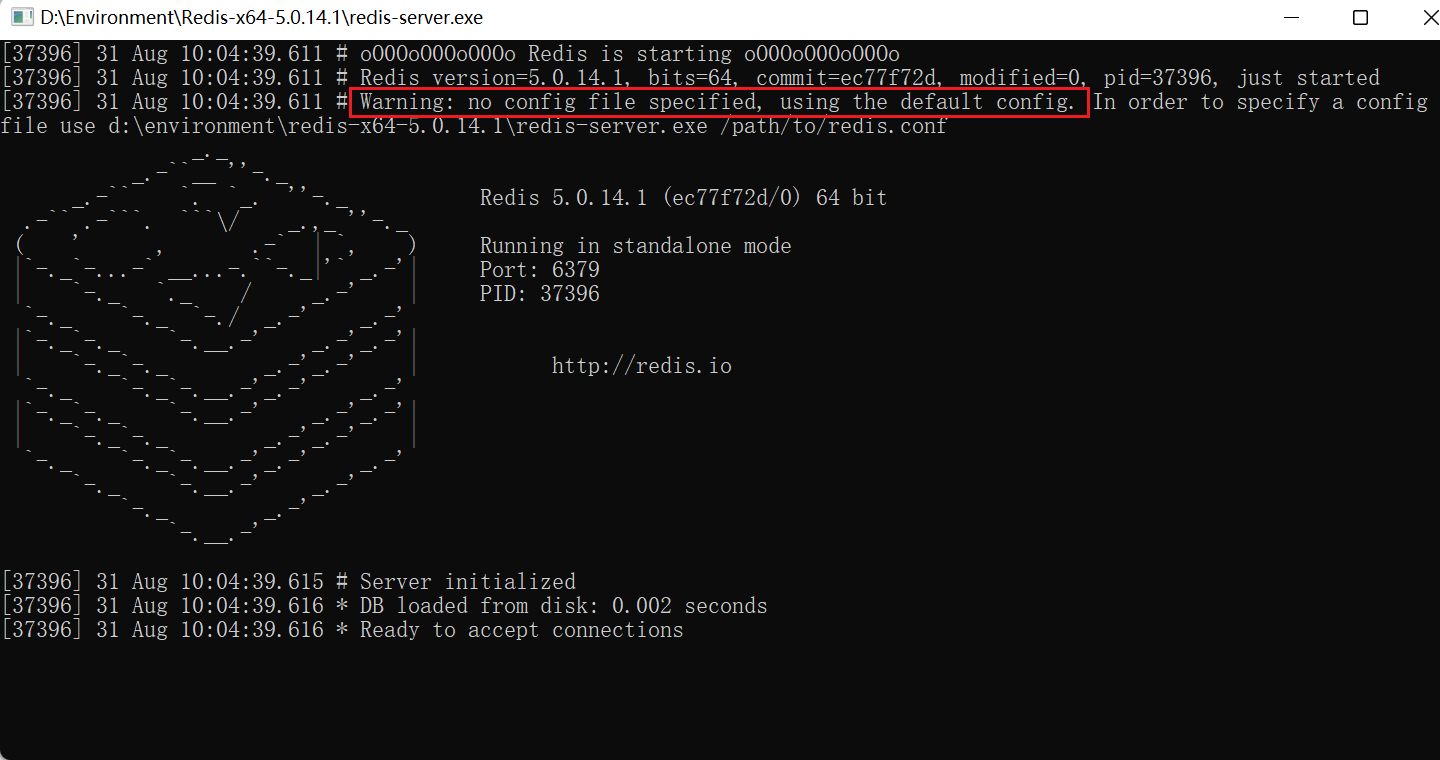[Bug0048] Redis安装成功后Warning: no config file specified, using the default config. In order to 