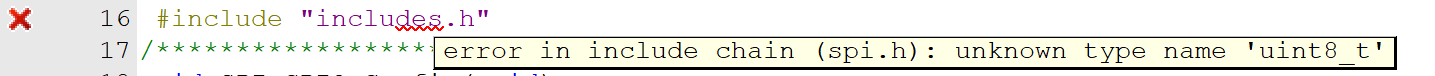 源文件中红叉提示