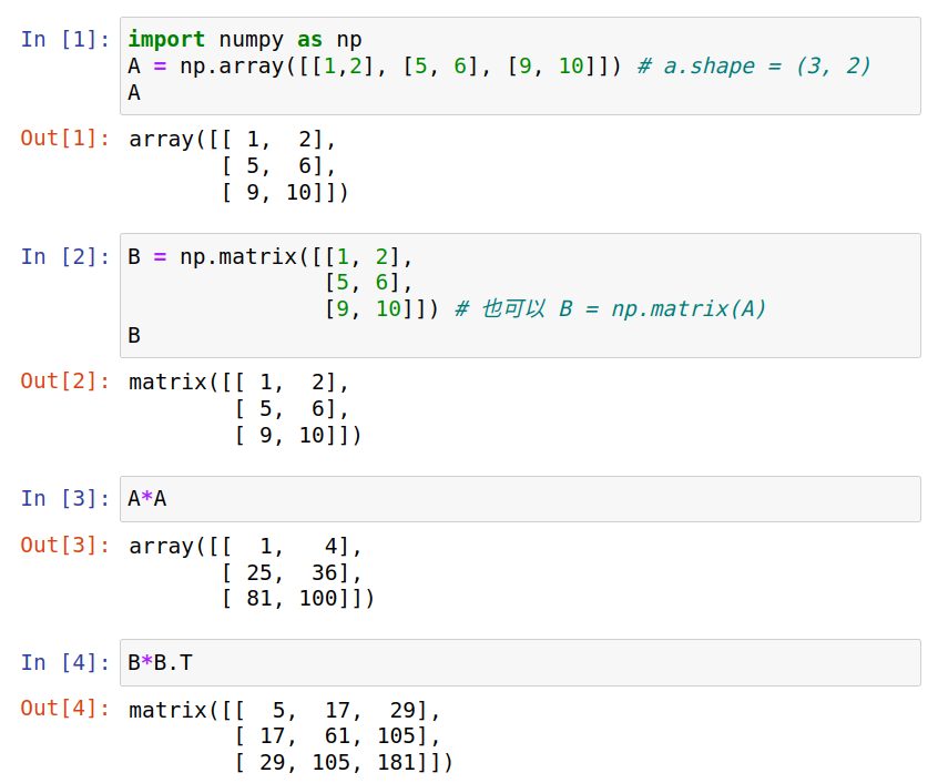 Python 表示矩阵 Numpy.array(), Numpy.matrix() 和numpy.mat() - Pas_a_pas - 博客园