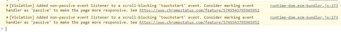  added non passive event listener to a scroll blocking touchstart event consider 