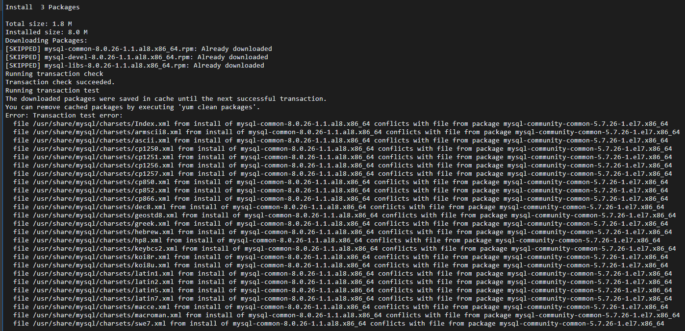 Error transaction test error file usr share mysql charsets index xml