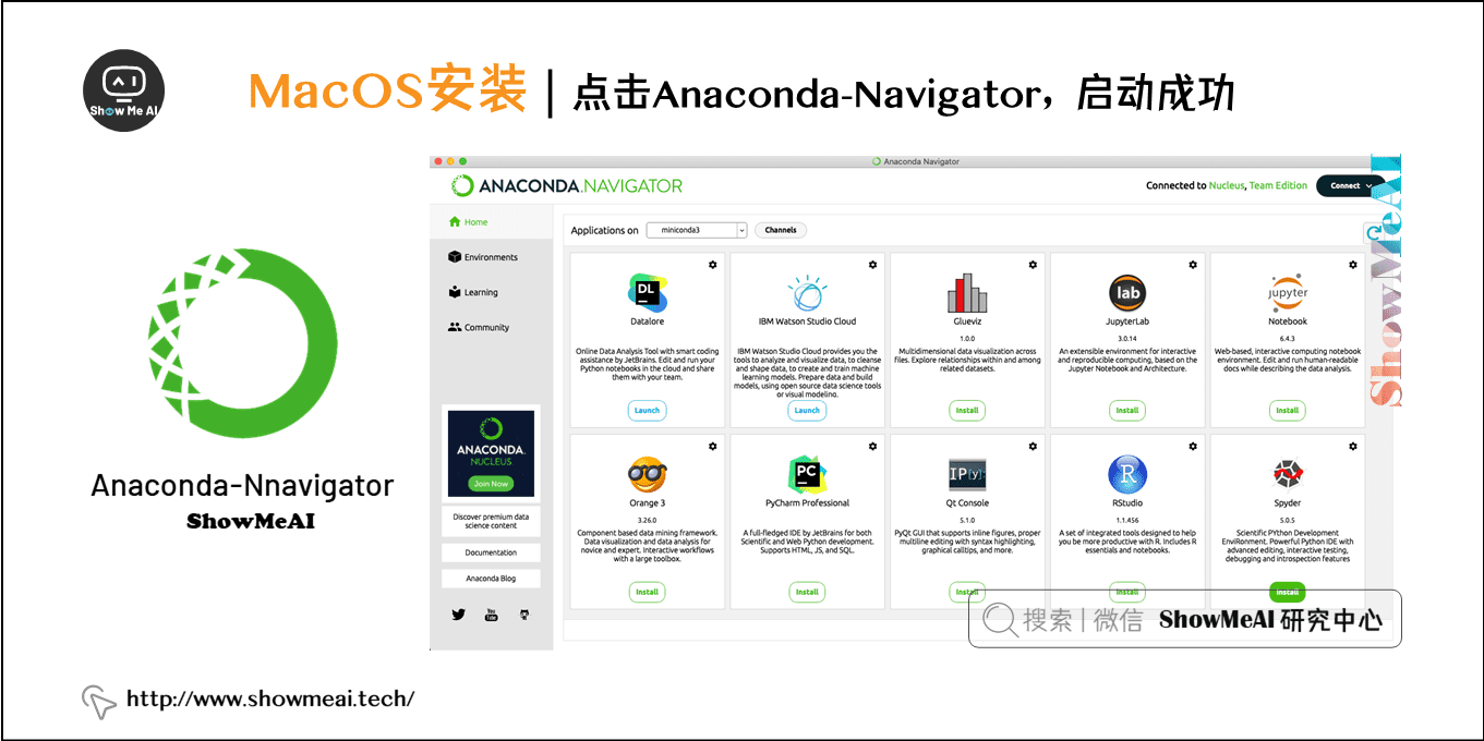 MacOS安装 | 点击Anaconda-Navigator，启动成功