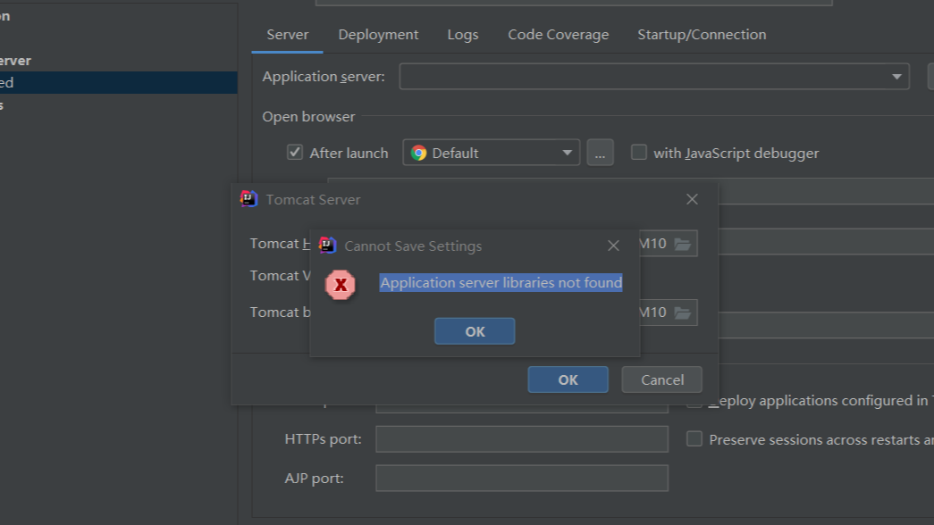 Maven部署Tomcat出现Application server libraries not found