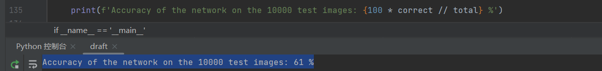 Accuracy of the network on the 10000 test images