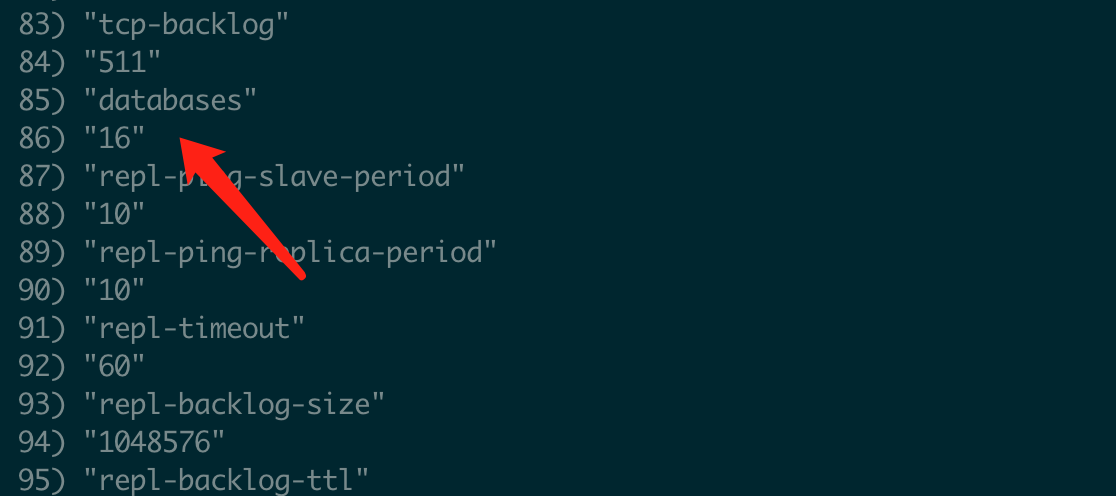 查看配置中：存在默认的16个数据库