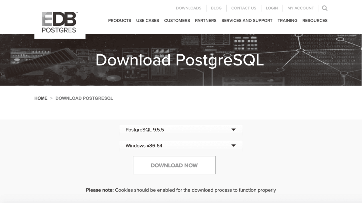 下載面向 Windows 的 PostgreSQL 安裝程式