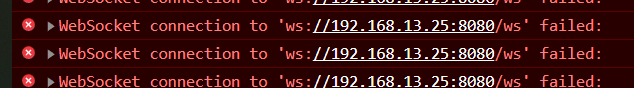  WebSocketClient js 5586 16 WebSocket Connection To ws 192 168 13 