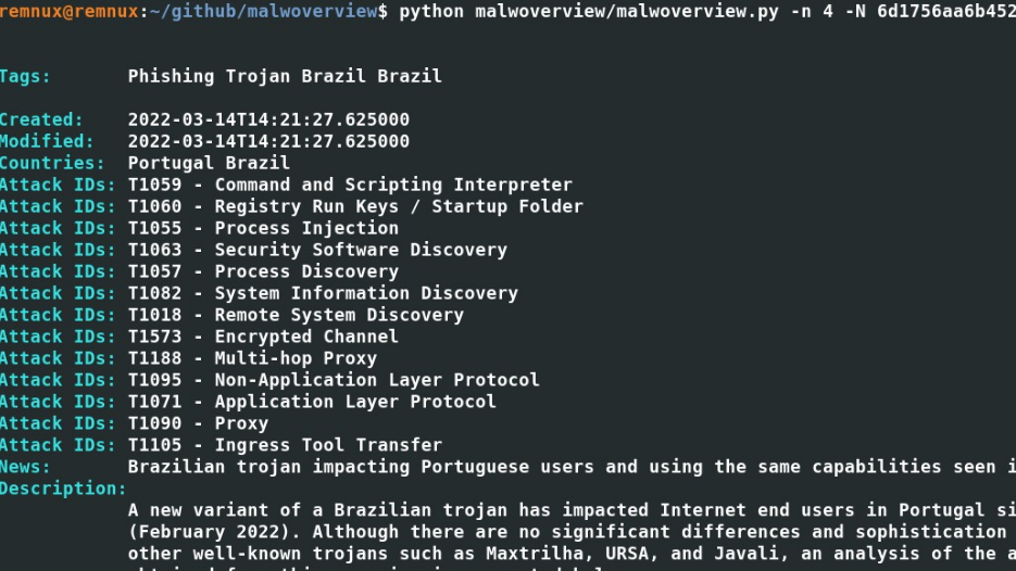 8月29日 | 英语翻译 | 恶意软件样本识别开源软件启示 Malwoverview