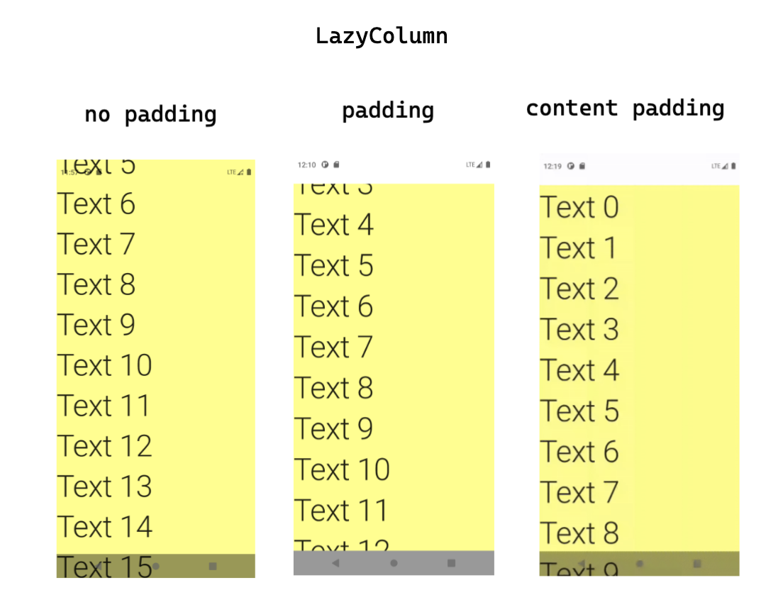 LazyColumn padding