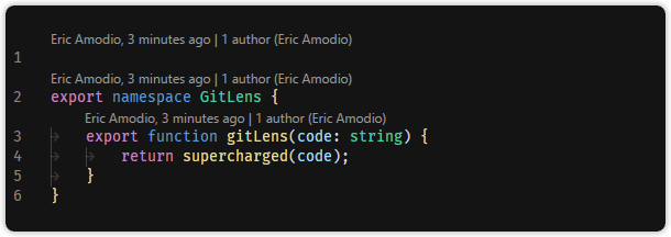 GitLens 中的 CodeLens annotations