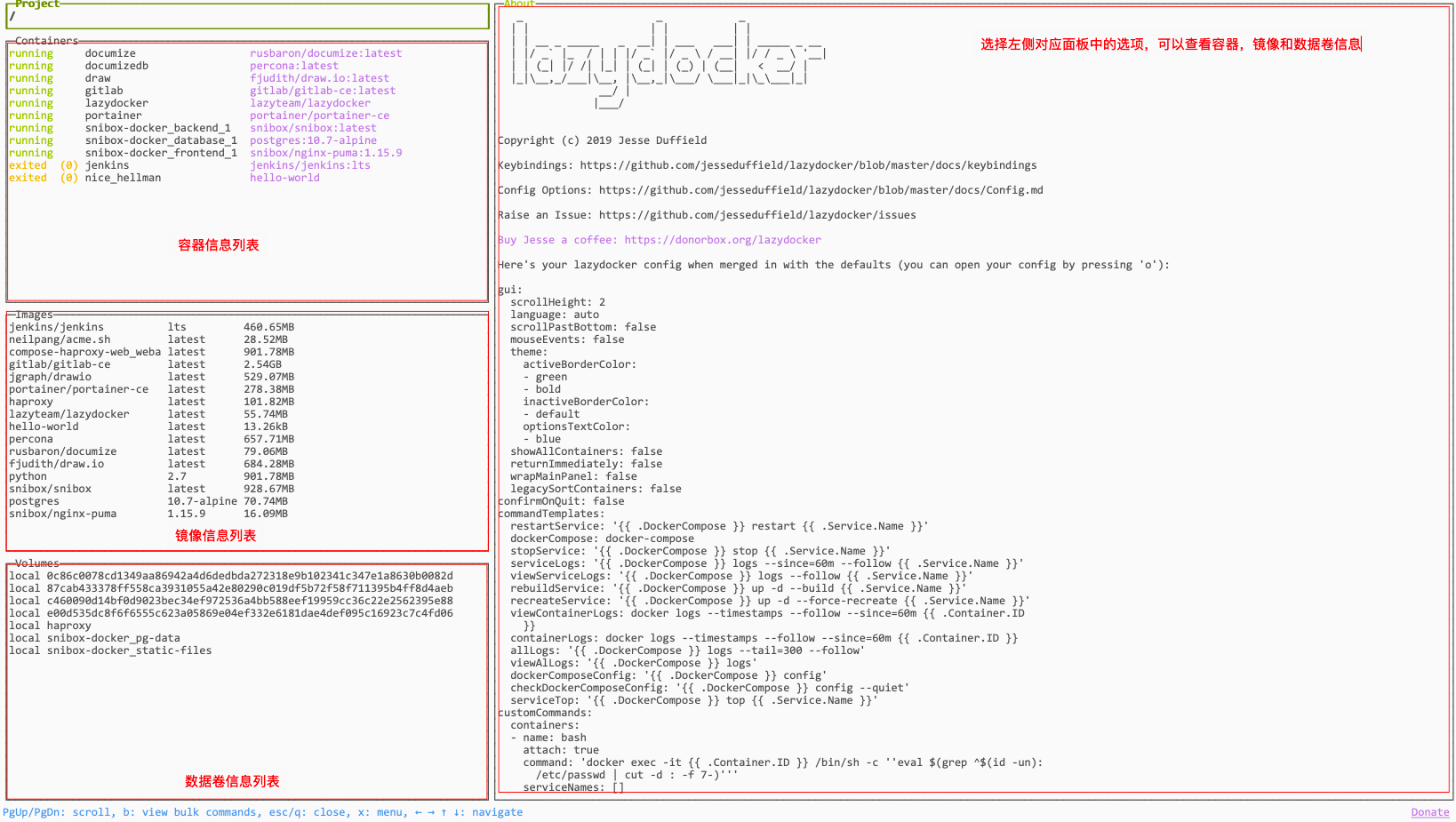 Lazydocker界面