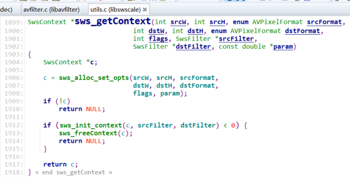 libswscale 源码