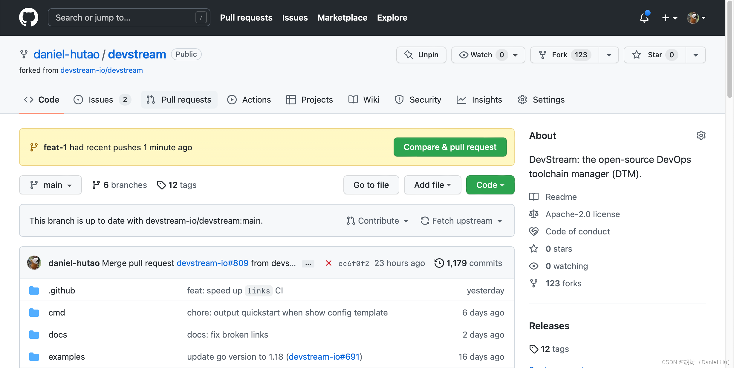 Compare & pull request